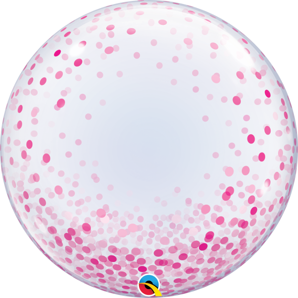 퀄라텍스 데코버블풍선 60cm 핑크, 블루컨페티도트 투명